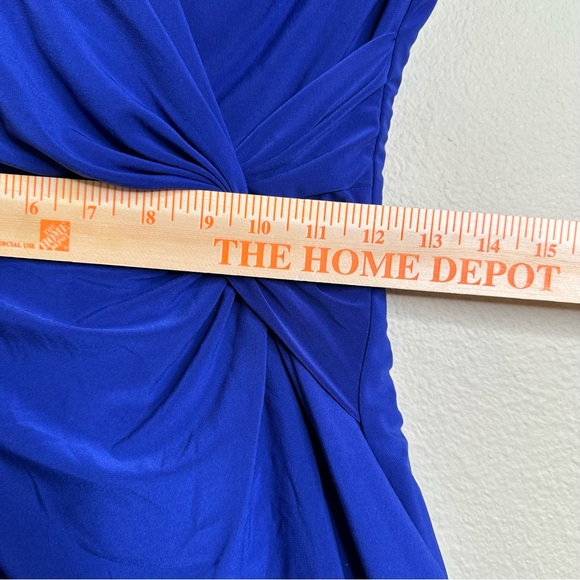 Lauren Ralph Lauren Dress Womens Size 2P Mock Wrap Capri Blue Cap Sleeve Stretch - Picture 11 of 12